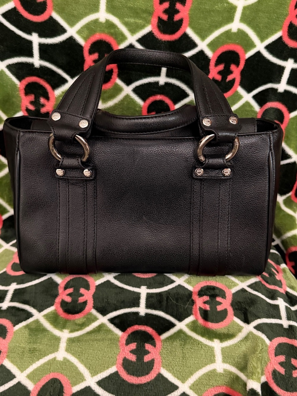 MCM Black Leather Satchel with Silver Hardware Accents - Picture 7 of 13